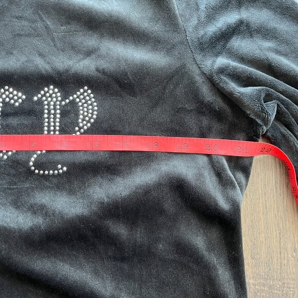 Juicy Couture Velour Rhinestone Logo Sweatshirt Black Size L Pullover Sleepwear - Picture 5 of 6